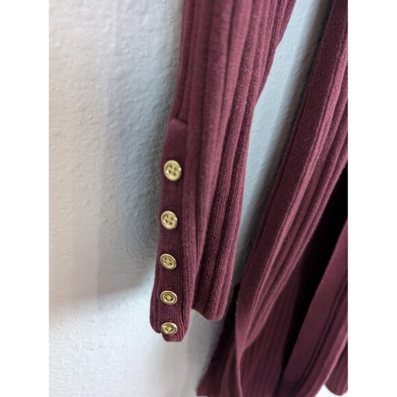Talbots Sweater Womens Small Ribbed Open Front Long Cardigan Gold Button - Picture 3 of 8